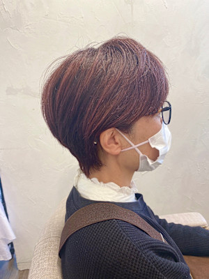 ハンサムショート×ワインレッド