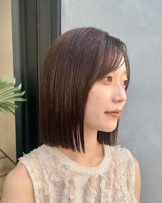 大人ボブ×切りっぱなし×透明感カラー×20代×30代×横浜