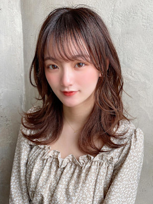 ウェーブミディアム/メルティカラー/レイヤー/似合わせカット