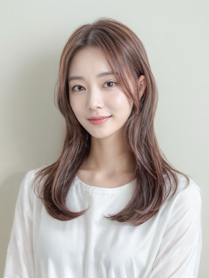 透け感ヌーディーベージュ × やわらかローレイヤー