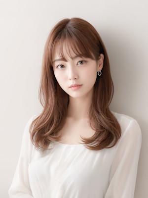 透明感あふれるキャラメルブラウン × うる艶セミロング