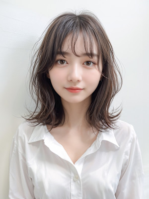 透け感グレーパールカラー× やわらかウルフ