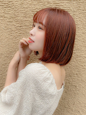 可愛い＆色っぽい大人ボブ/シースルーバング/暖色カラー