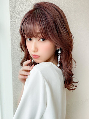 ウェーブミディアム/メルティカラー/レイヤー/似合わせカット