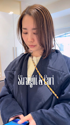 縮毛&デジタルパーマ/コテアイロン無しワンカールボブ