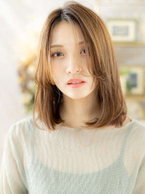 2wayバング小顔センターパート抜け感セミディ姫カットレイヤ