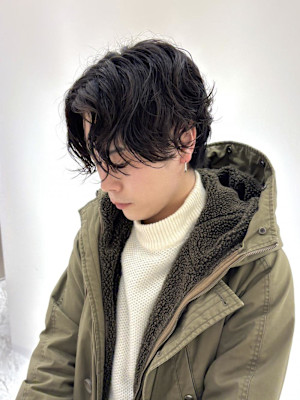 フェザーパーマ/ニュアンスパーマ/センターパート