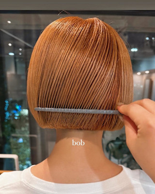 オレンジ/ボブ/10代20代/薬院