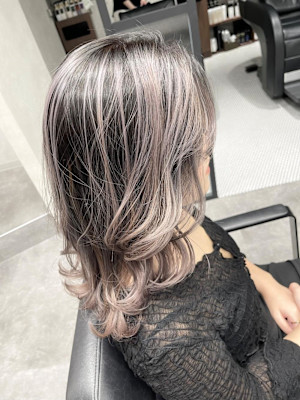 コントラストバレイヤージュ/シルバー/ベージュ