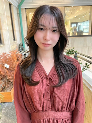 美髪くびれエアリーロング丸型卵型四角ベース逆三角似合わせ前髪