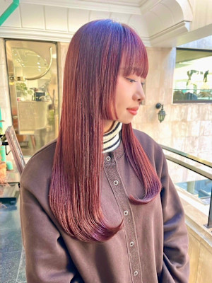 美髪艶髪ピンクブラウンエアリーロング丸型卵型四角ベース逆三角