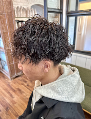 メンズショート×ツイストスパイラルパーマ