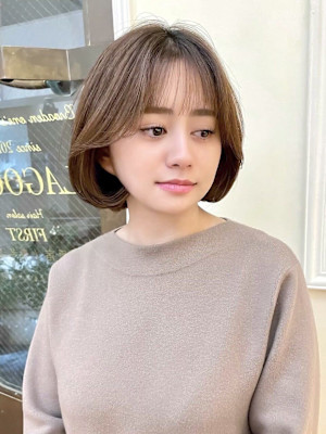 韓国風メルティカラーショートボブ前髪あり20代30代40代5