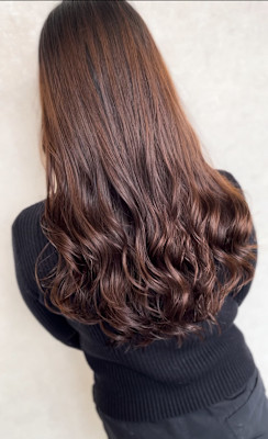 重めレイヤーコテ巻き風パーマ