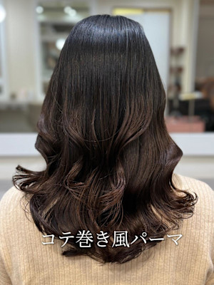 コテ巻き風パーマ/レイヤースタイル