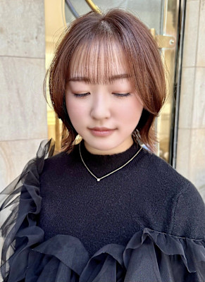 メルティカラー似合わせカット小顔薄め前髪外ハネショートボブ