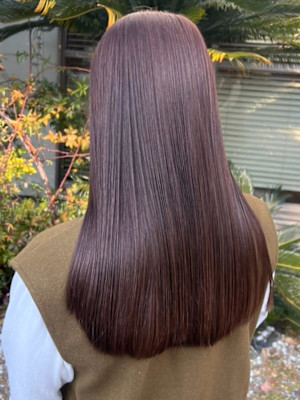 ピンクブラウン　ツヤツヤロング　ダメージレス　ブリーチなし