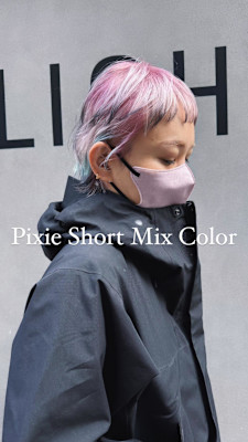 外国人風ピクシーショート/ミックスカラー