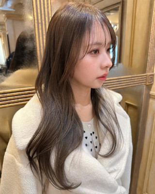 マロンベージュ_くすみベージュ_韓国風巻き