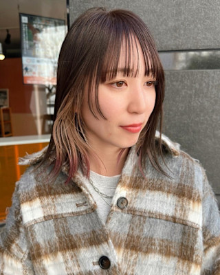 インナーカラー_エンドカラー_エンドカラーボルドー