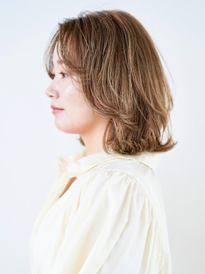 ミディアム・ボブ/絶壁解消/前髪あり/20代/30代