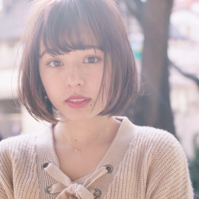 くすみピンクメルティカラーナチュラルスリークボブ