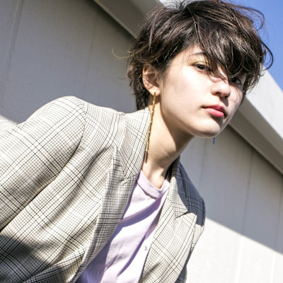 くすみブルーダークアッシュコンマヘアクールショートハンサム