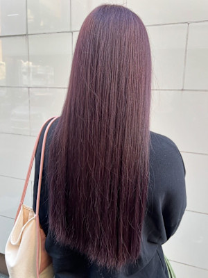 バイオレッドパープル　髪質改善ストレート　透明感カラー　美髪