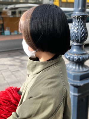 フェイスフレーミングカラー　ミルクティーベージュ　丸みボブ