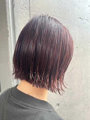 ピンクブラウン×外ハネボブ