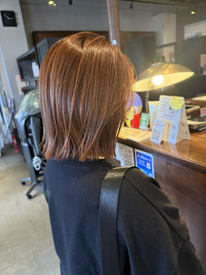 オレンジ/切りっぱなし/ボブ