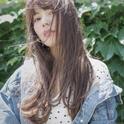 プラチナライラックグレージュ重めロング