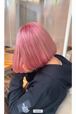 かわいいピンク／丸みボブ
