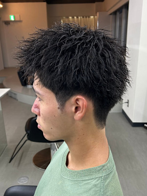 メンズショート　ソフトツイストパーマ