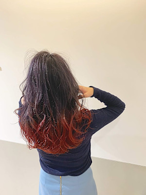 グラデーション 裾カラー ボルドー