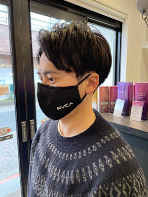 メンズマッシュショート/コンマバング/センターパート/越谷