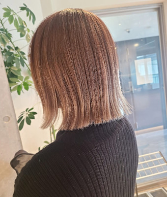 ボブ×オレンジベージュ