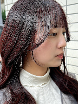 レイヤーカット/小顔カット/顔まわりカット/カシスピンク