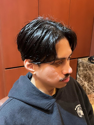 銀座　理容室　センターパート　外国人ヘア