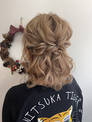 結婚式 二次会 パーティーセットゆるふわハーフアップ