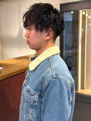 ツイスパ ツーブロック マッシュ メンズパーマ 黒髪