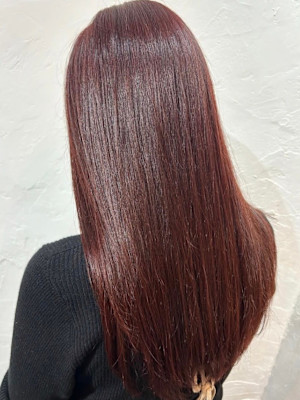 レッドブラウン 暖色系カラー 艶髪ハイトーン 髪質改善