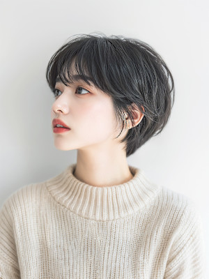 イメチェン/ホワイトブロンド/外ハネボブ/美髪/岡本