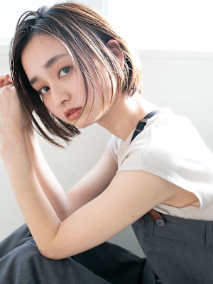 大人かわいい☆耳かけハイライトミニボブ