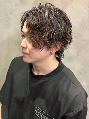 ミディアム ニュアンスパーマ ウルフカット