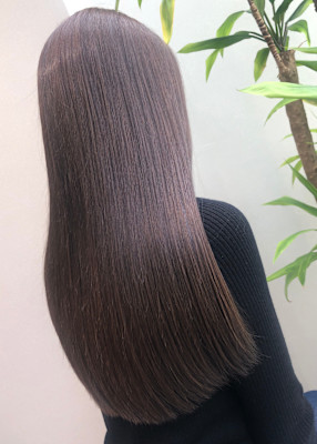 ハイブリッド縮毛矯正　グレージュカラー