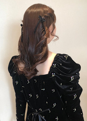 ヘアセット　ヘアアレンジ　ハーフツイン
