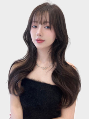 ロングレイヤー/韓国ヘア/くびれヘア/透明感カラー