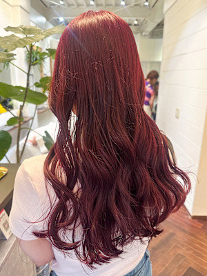 【白石】ブリーチなしチェリーレッド赤髪暖色艶原宿10代20代