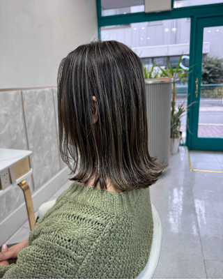 【大人ヘアー★】ナチュラル外ハネボブ×ハイライトカラー